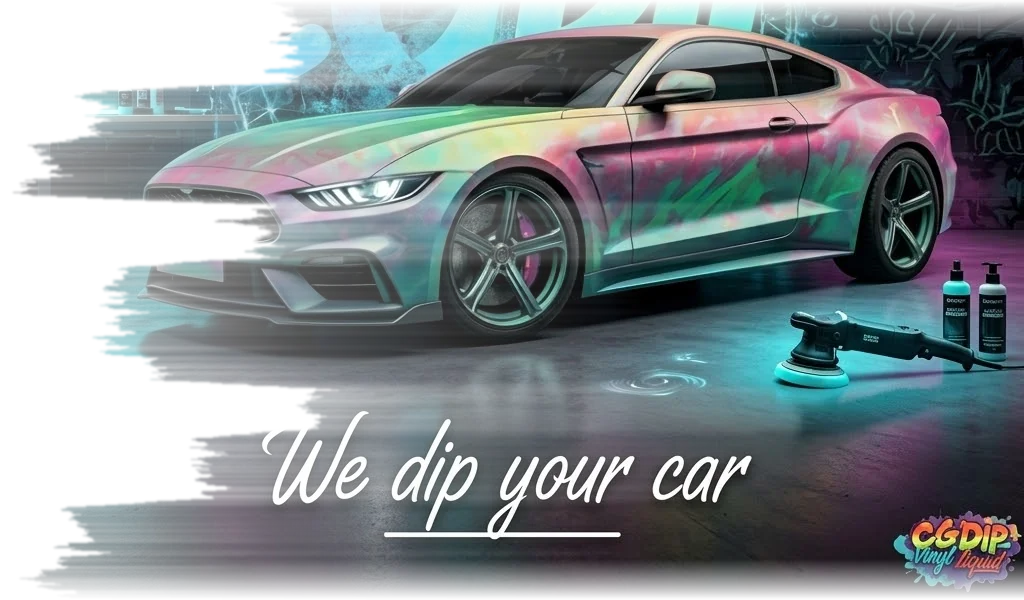 Car finished in a multicolour liquid vinyl dip in the CGDIP workshop